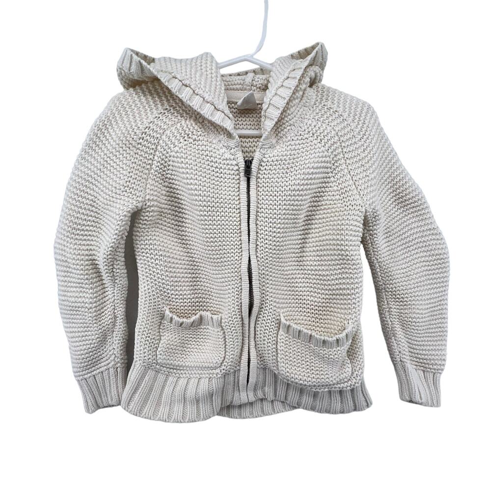 Baby Gap Size 3 Years Sweater Knit Jacket Hooded Bougie Beige Pockets Full Zip